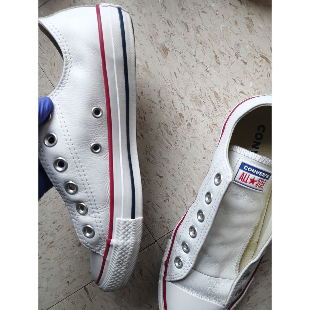 Converse Chuck Taylor All Star Leather Low Top White Women's 7 Men's 5 (132173C) - Picture 7 of 11